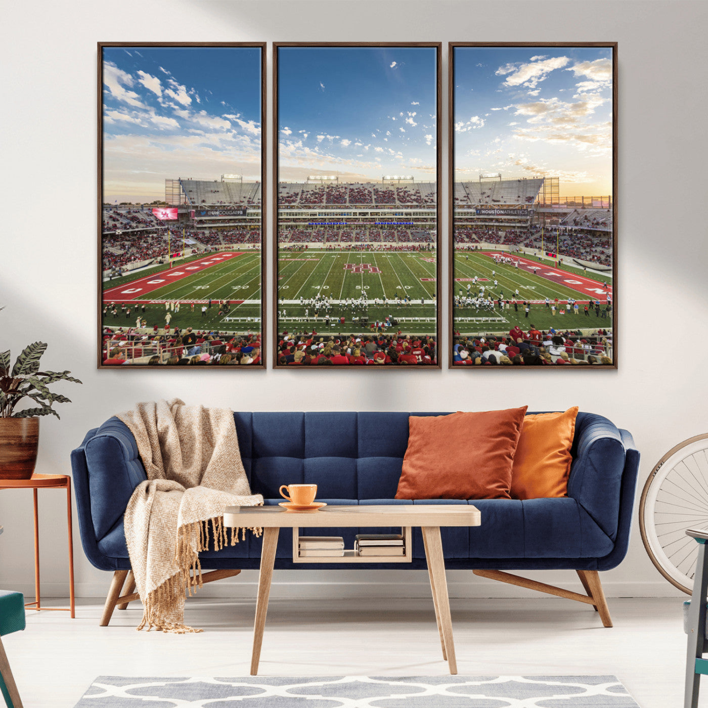 MGV-FC-48X32-3P - Framed Houston Cougars Football Team Print - Houston TDECU Stadium Wall Art Canvas Print