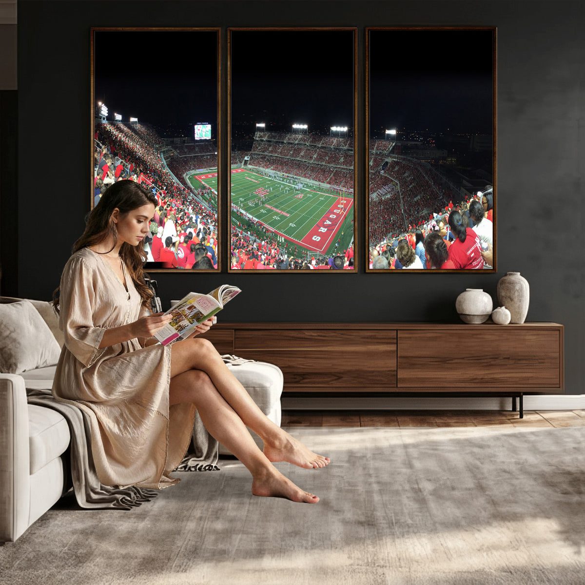 67036-MGV-CV-36X24 - Houston Cougars Football Team Print - Houston TDECU Stadium Wall Art Canvas Print
