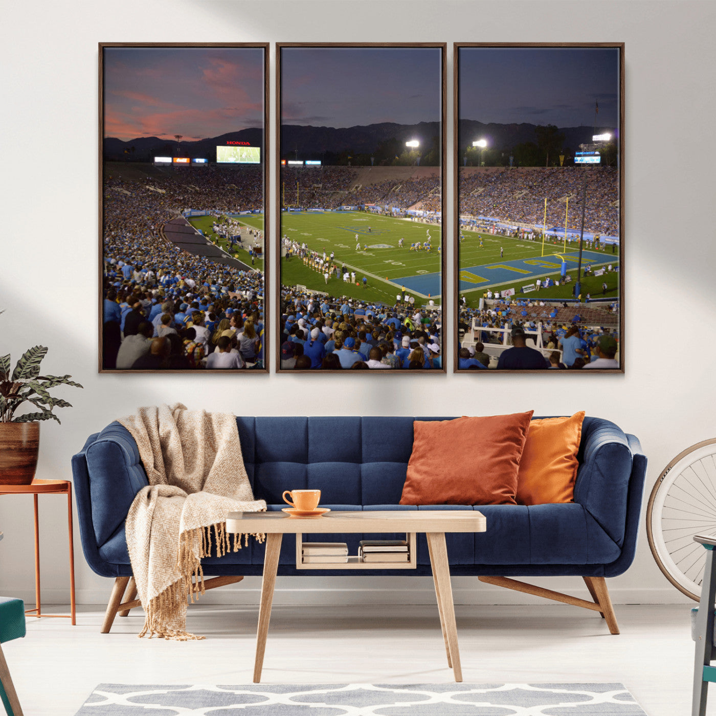 MGV-FC-48X32-3P - UCLA Bruins Football Team Print - Pasadena Rose Bowl Stadium Wall Art Canvas Print
