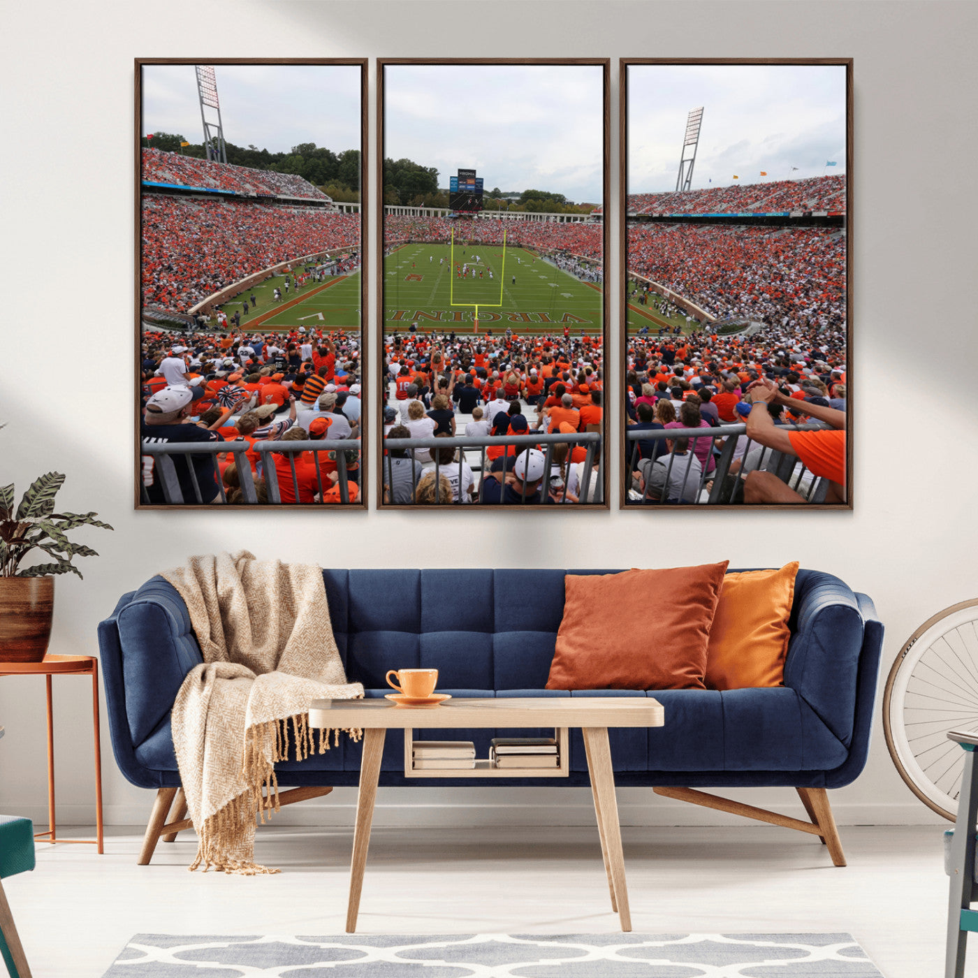 MGV-FC-48X32-3P - Virginia Cavaliers Football Team Print - Charlottesville Scott Stadium Print Wall Art Canvas