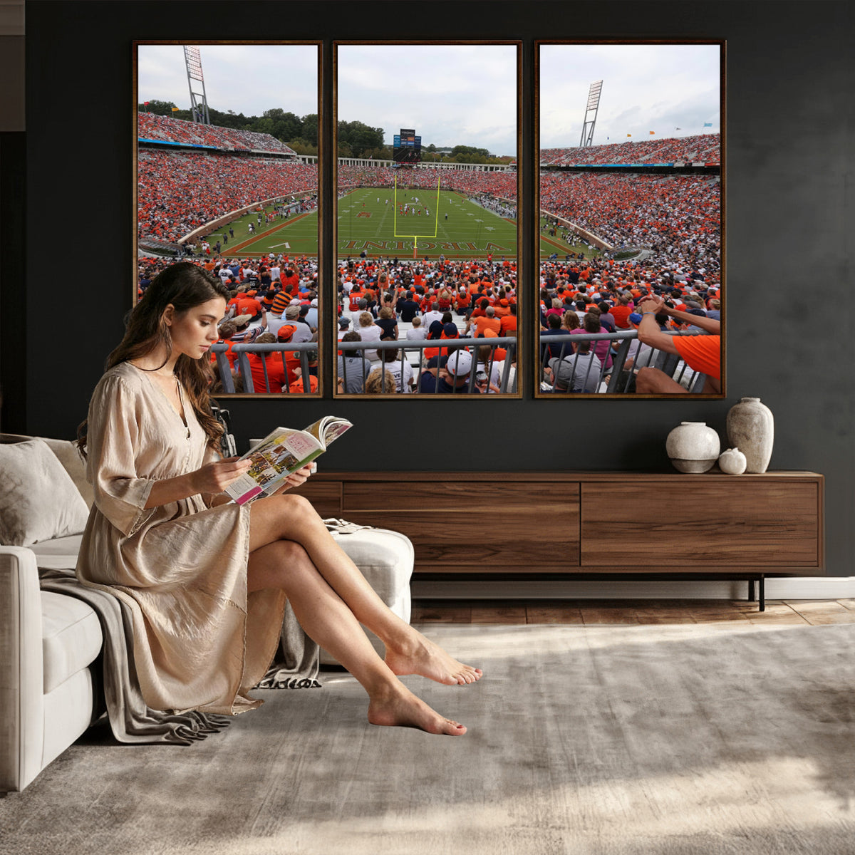 63606-MGV-CV-36X24 - Virginia Cavaliers Football Team Print, Charlottesville, Extra Large Game Room Wall Decor