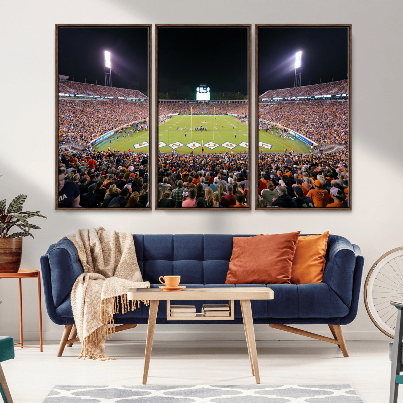 MGV-FC-48X32-3P - Virginia Cavaliers Football Team Print - Charlottesville Scott Stadium Wall Art Canvas Print