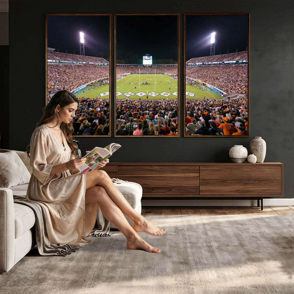 98441-MGV-CV-36X24 - Virginia Cavaliers Football Team Print - Charlottesville Scott Stadium Wall Art Canvas Print
