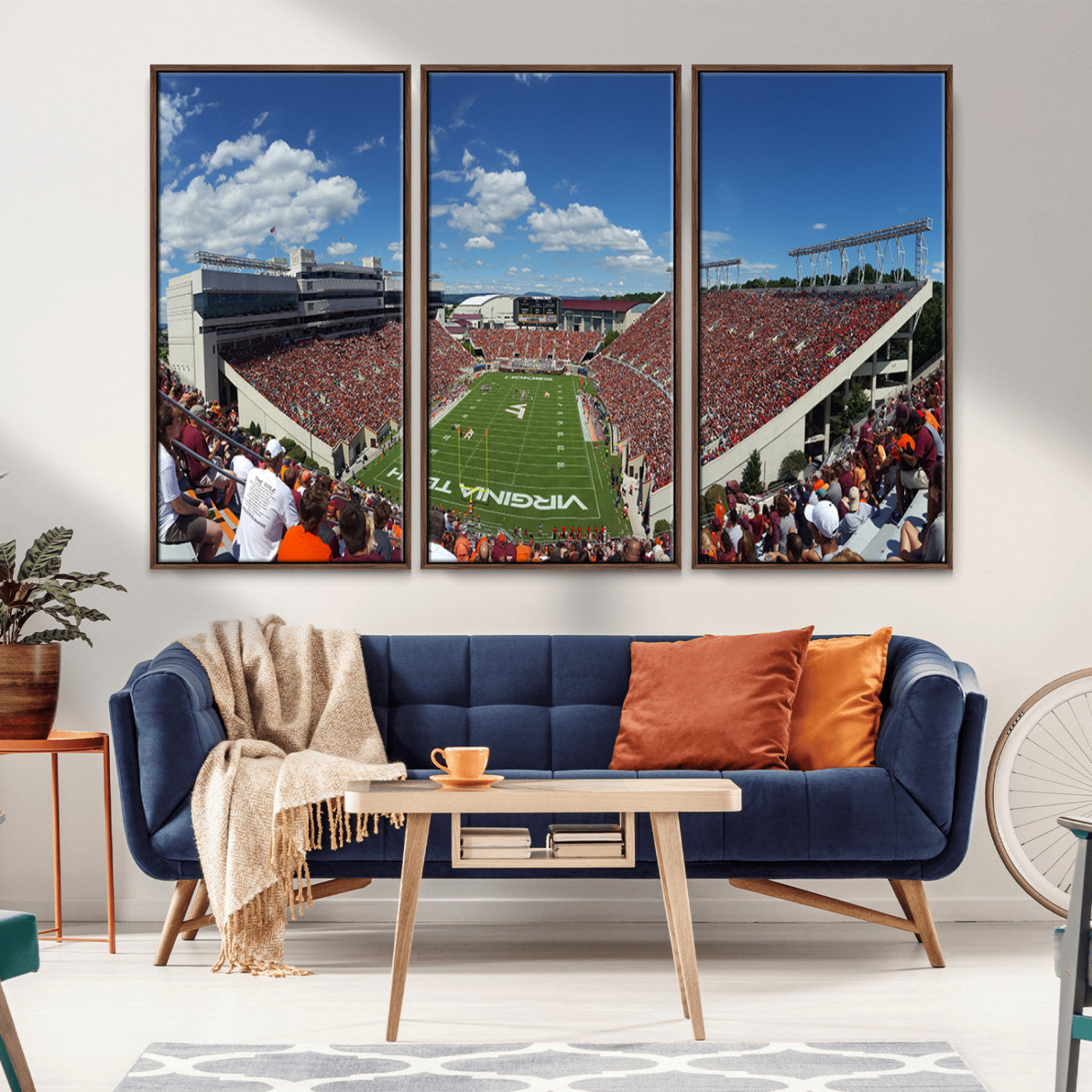 MGV-FC-48X32-3P - Virginia Tech Hokies Football Team Print - Blacksburg Lane Stadium Wall Art Canvas Print