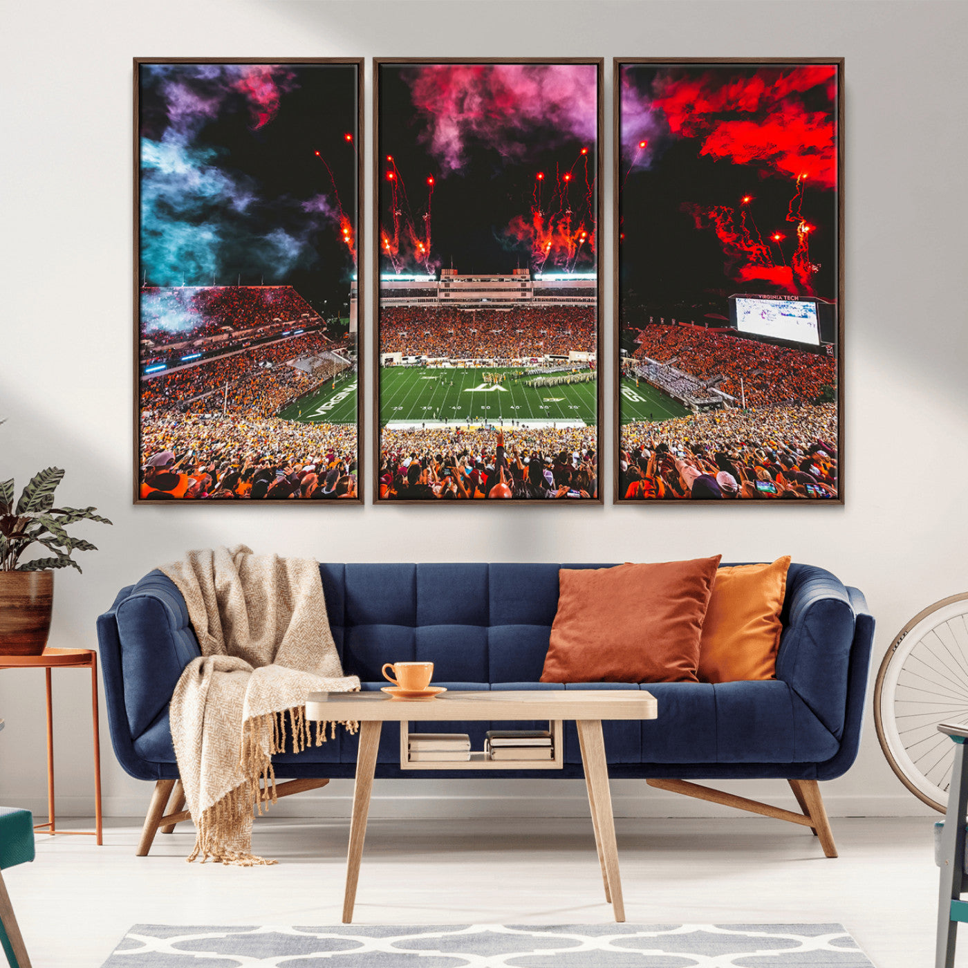 MGV-FC-48X32-3P - Virginia Tech Hokies Football Team Print - Blacksburg Lane Stadium Wall Art Canvas Print