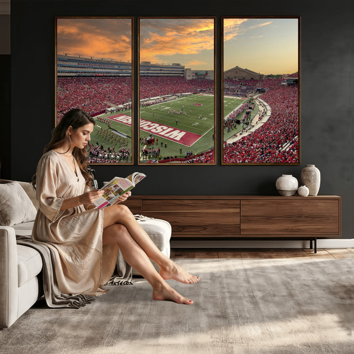 41472-MGV-CV-36X24 - Camp Randall Stadium Wisconsin Badgers Large Wall Art Canvas Print | College Football Stadium Wall