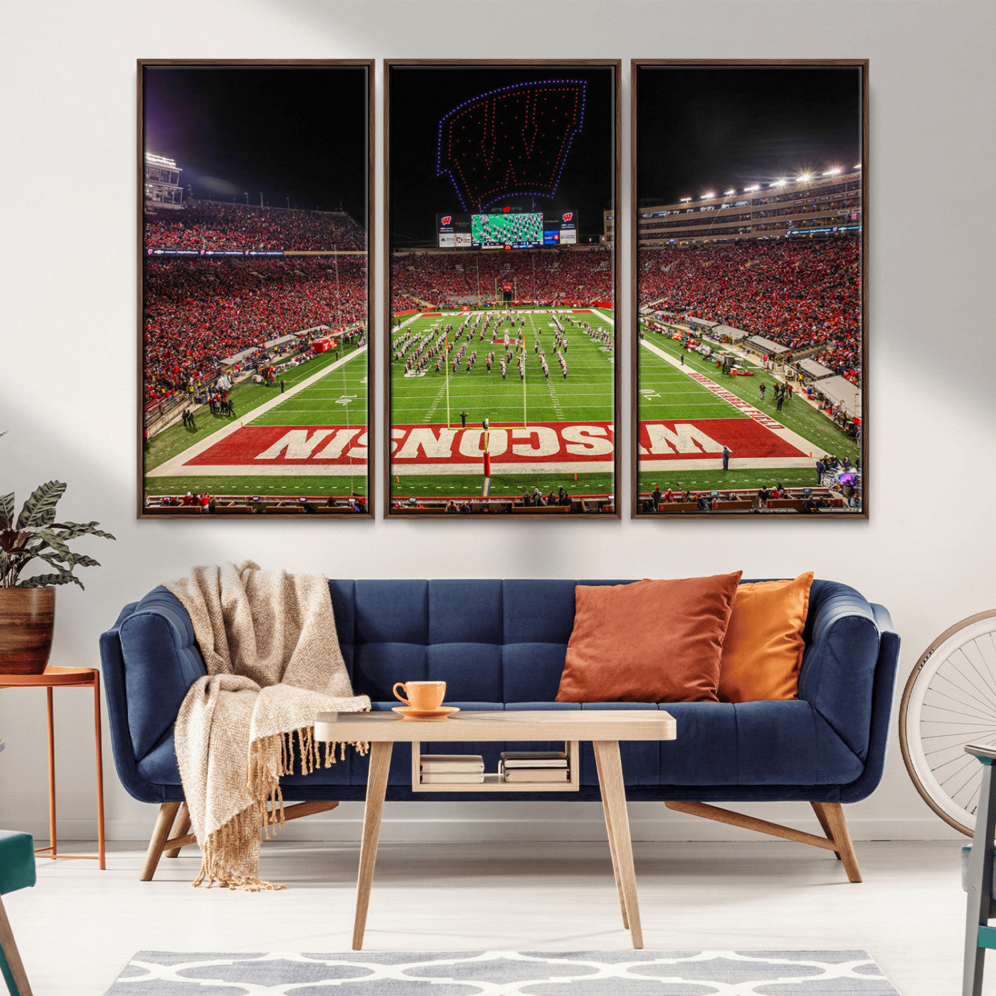 MGV-FC-48X32-3P - Wisconsin Badgers Football Team Print Canvas- Madison Camp Randall Stadium Wall Art Canvas Print