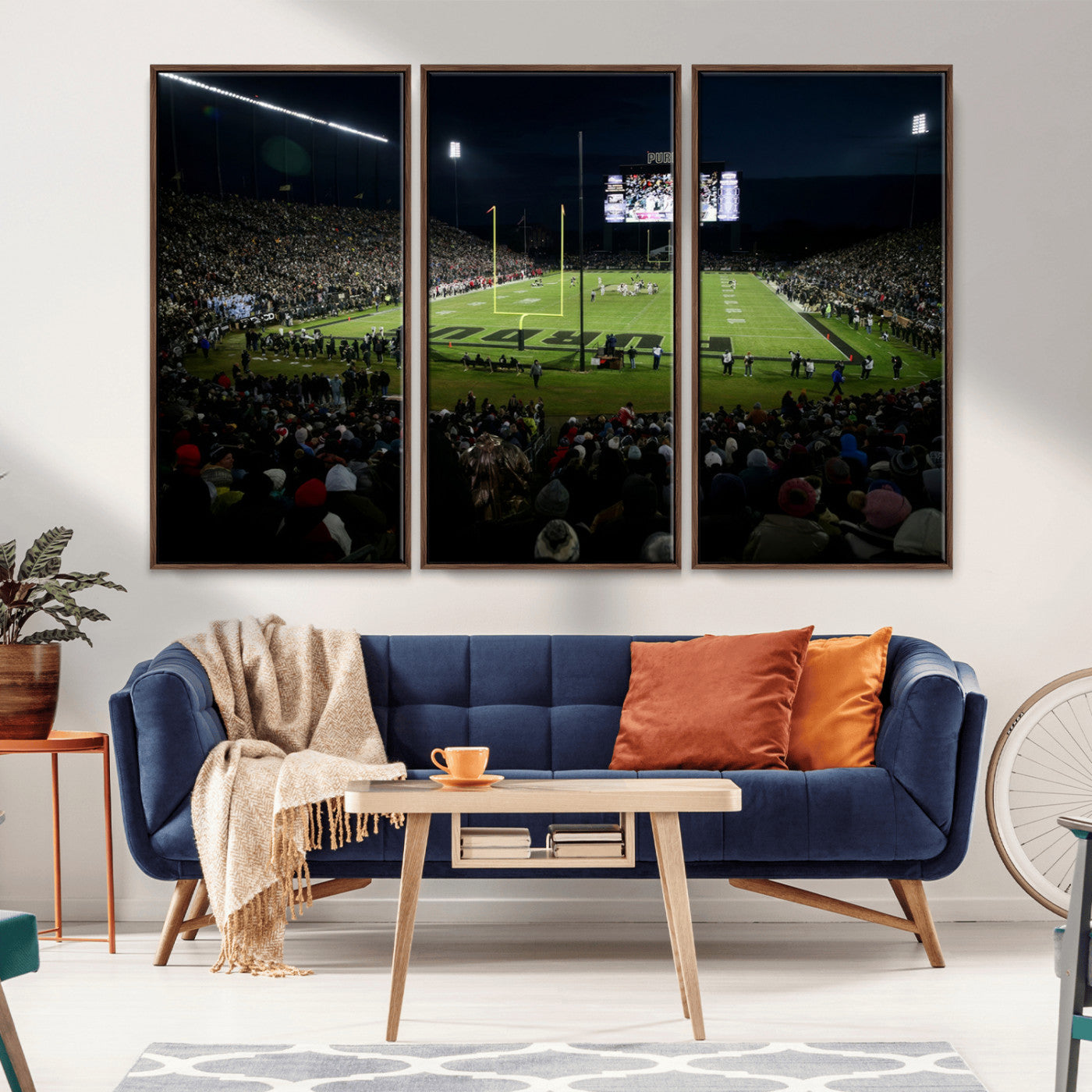MGV-FC-48X32-3P - Purdue Boilermakers Football Team Print - West Lafayette Ross–Ade Stadium Wall Art Canvas Print