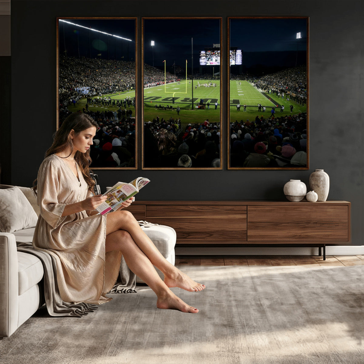 60140-MGV-CV-36X24 - Purdue Boilermakers Football Team Print - West Lafayette Ross–Ade Stadium Wall Art Canvas Print