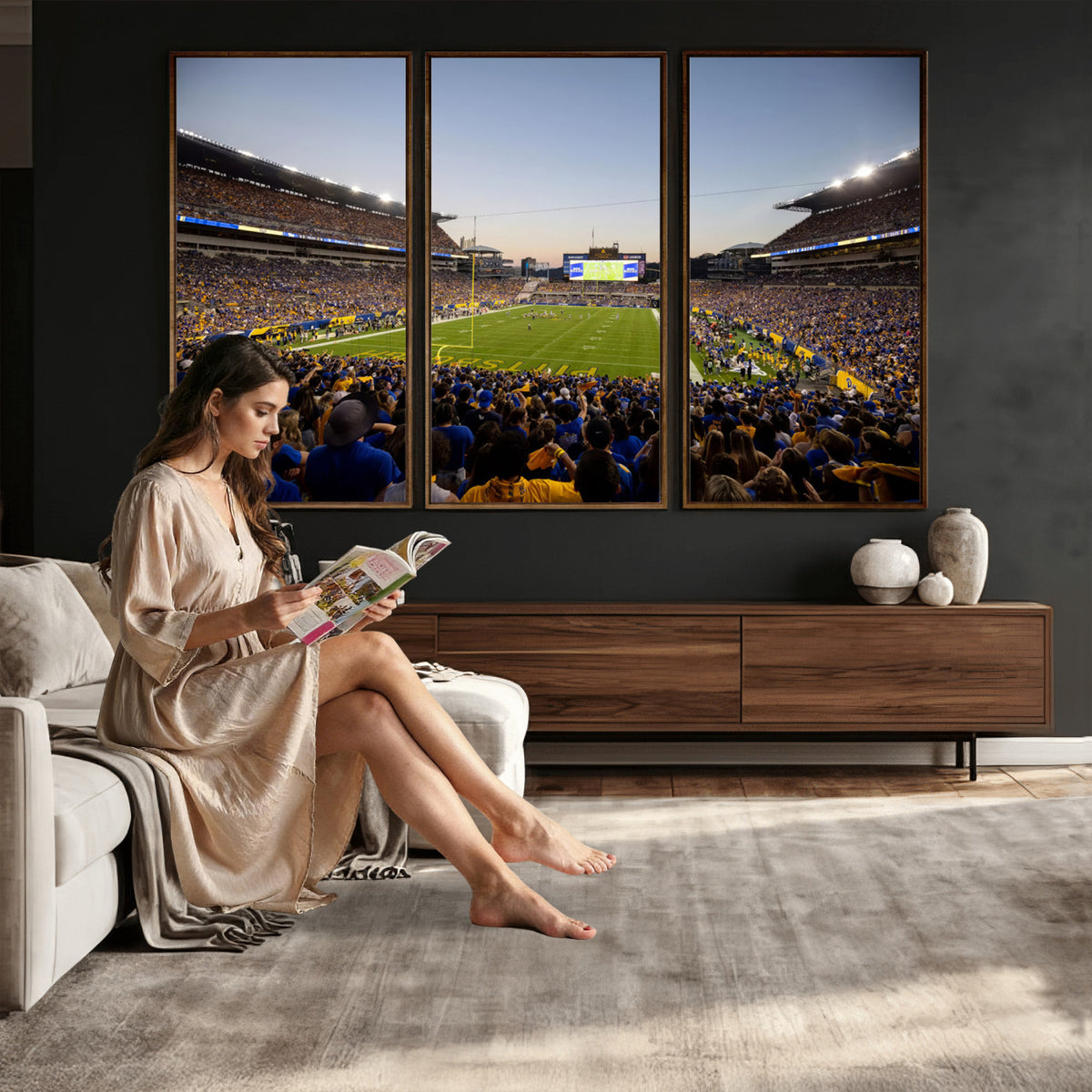 41853-MGV-CV-36X24 - Pittsburgh Panthers Football Team Print - Pittsburgh Acrisure Stadium Wall Art Canvas Print