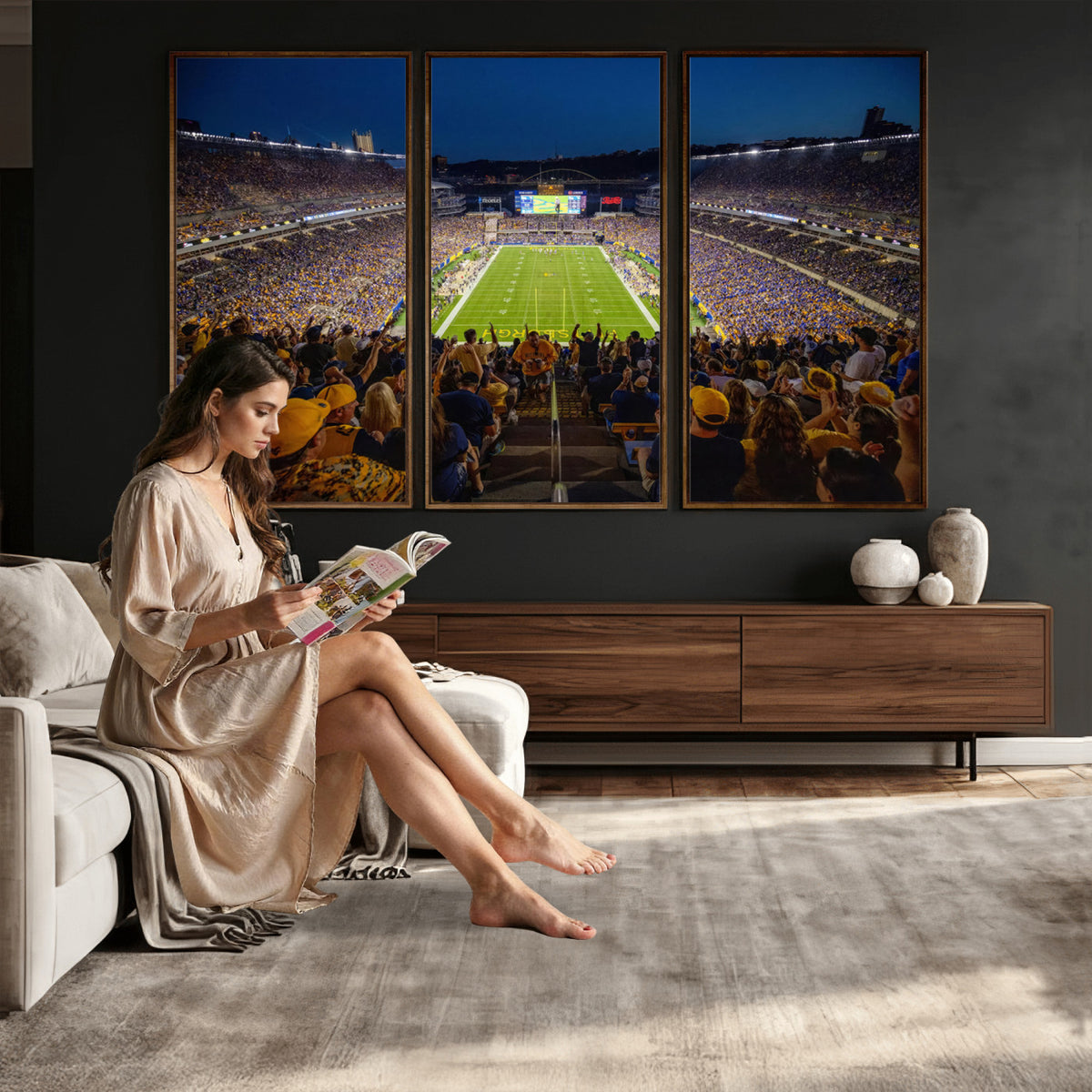 62297-MGV-CV-36X24 - Pittsburgh Panthers Football Team Print - Pittsburgh Acrisure Stadium Wall Art Canvas Print