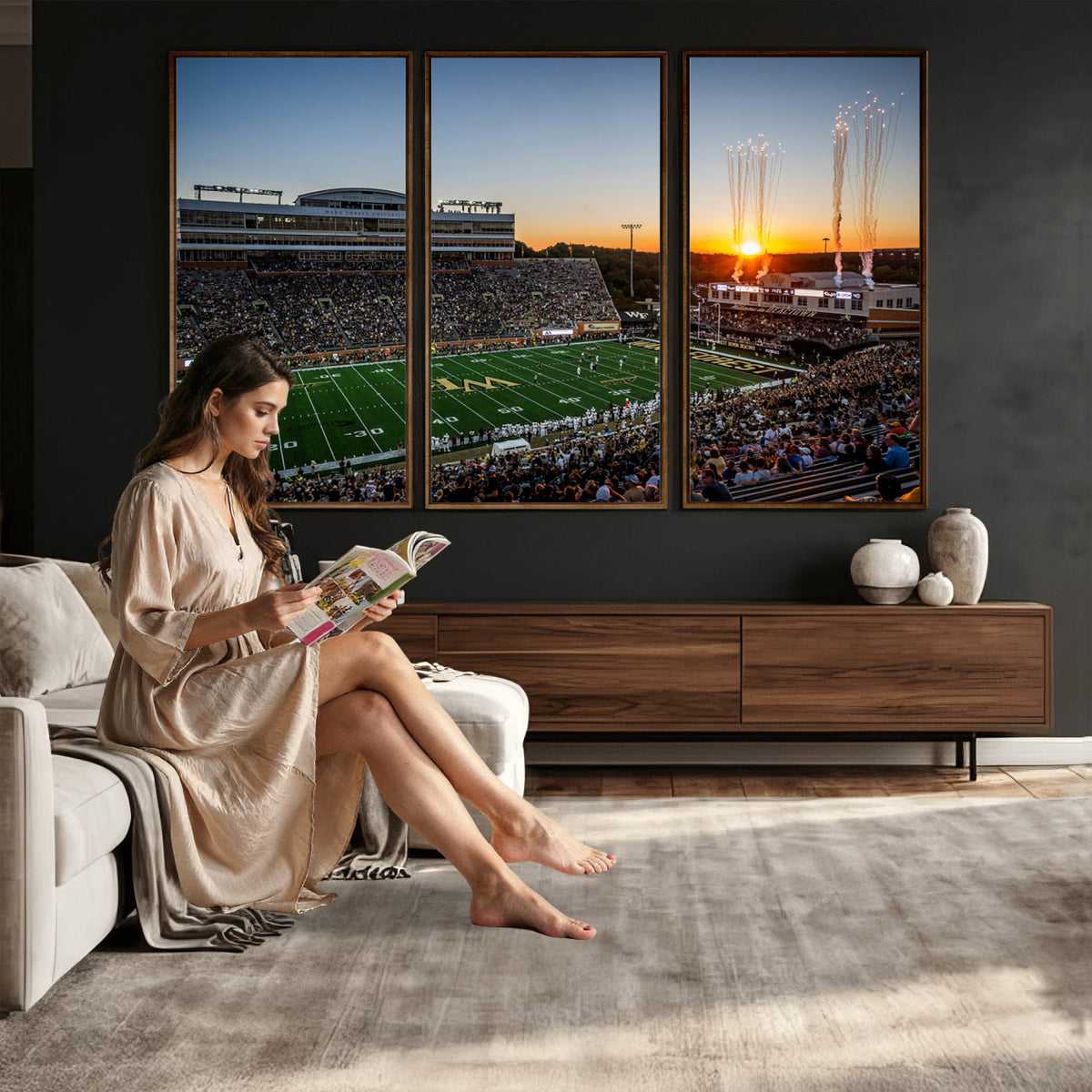 29253-MGV-CV-36X24 - Demon Deacons Football Team Print Canvas- Winston-Salem Allegacy Federal Credit Union Stadium Wall