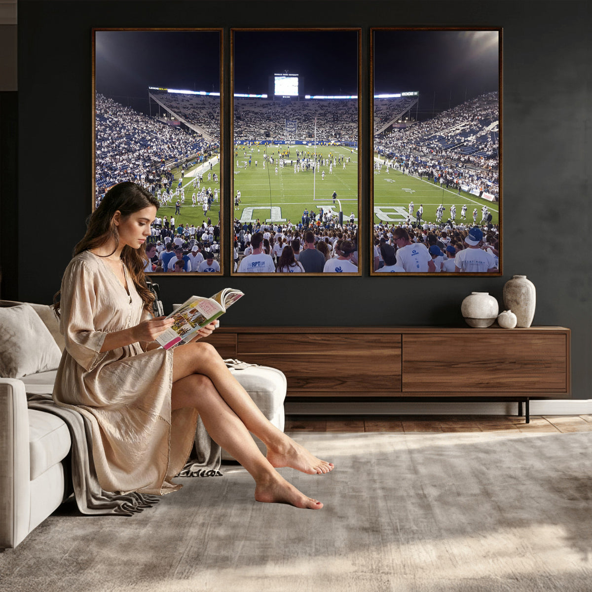 65036-MGV-CV-36X24 - Brigham Young University Cougars Football Print Canvas - Provo LaVell Edwards Stadium Wall Art