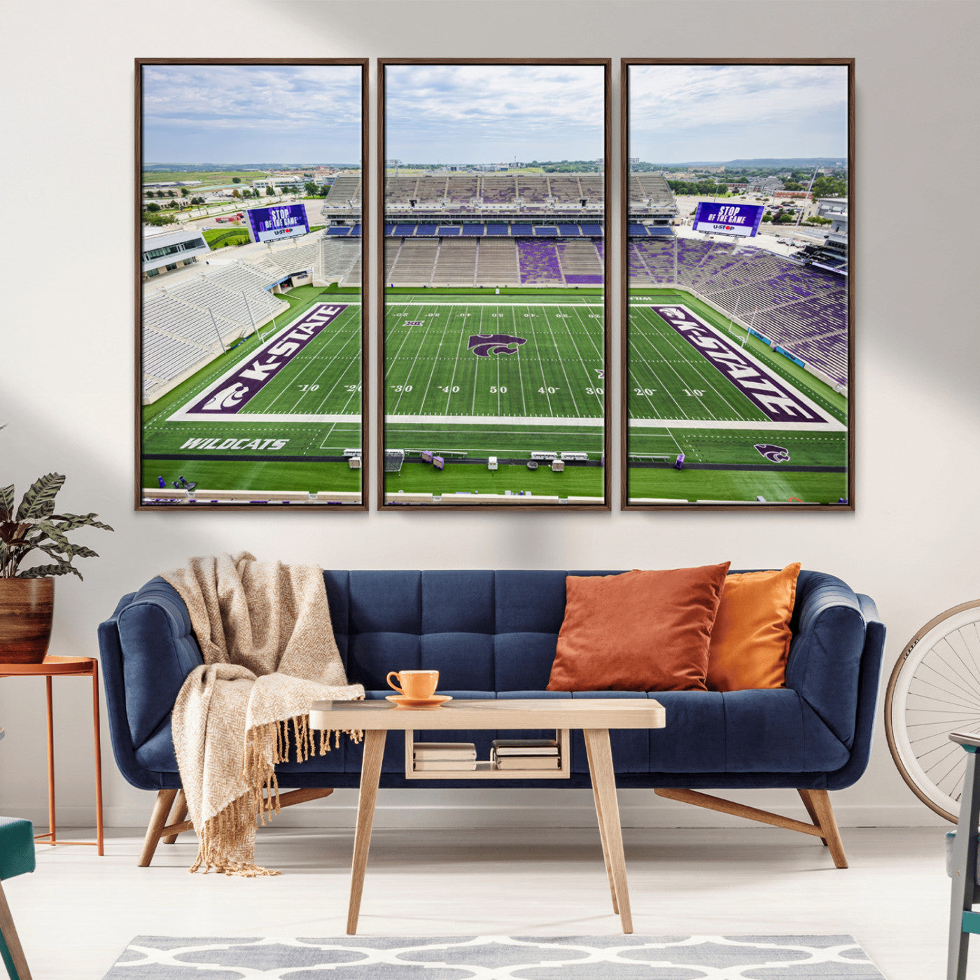 MGV-FC-48X32-3P - KState Wildcats Football Team Print - Manhattan Bill Snyder Family Football Stadium Wall Art Canvas