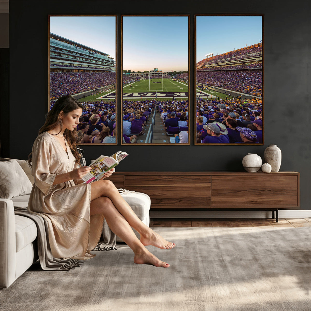 82792-MGV-CV-36X24 - Kansas State University Wildcats Football Team Print - Manhattan Bill Snyder Family Football Stadium