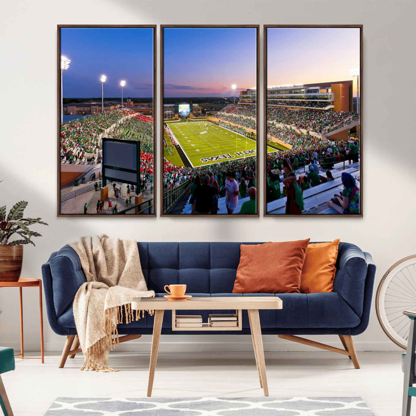 MGV-FC-48X32-3P - University of North Texas Mean Green Football Team Print - Denton DATCU Stadium Wall Art Canvas