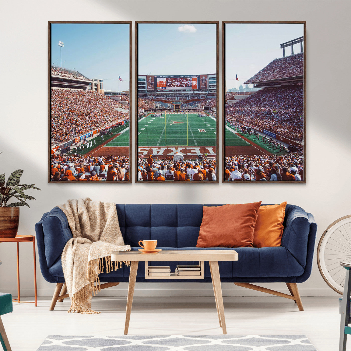 MGV-FC-48X32-3P - Framed Texas Memorial Stadium Canvas, University of Texas Longhorns Football Team Print - Austin