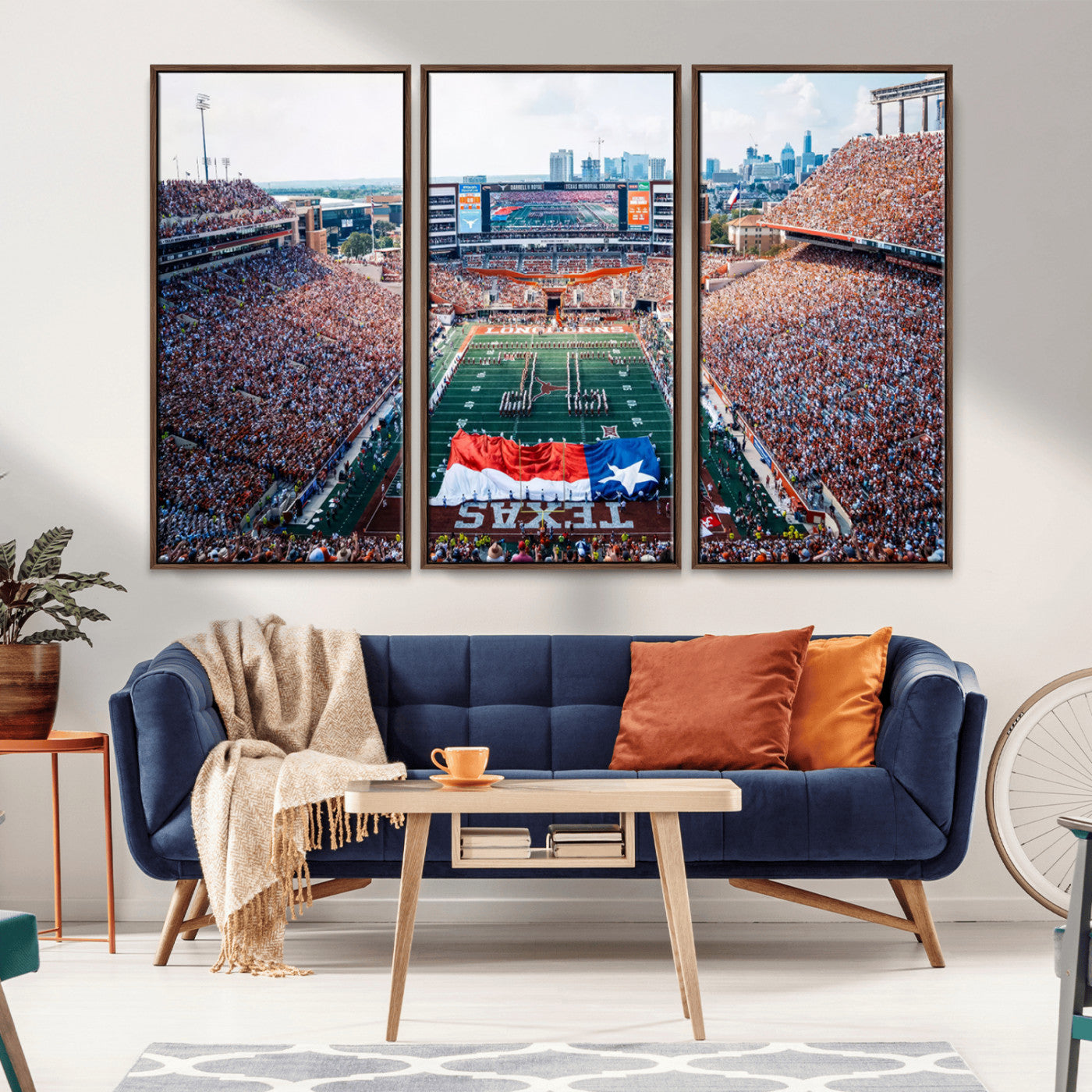 MGV-FC-48X32-3P - University of Texas Longhorns Football Team Canvas Print - Austin Darrell K Royal-Texas Memorial
