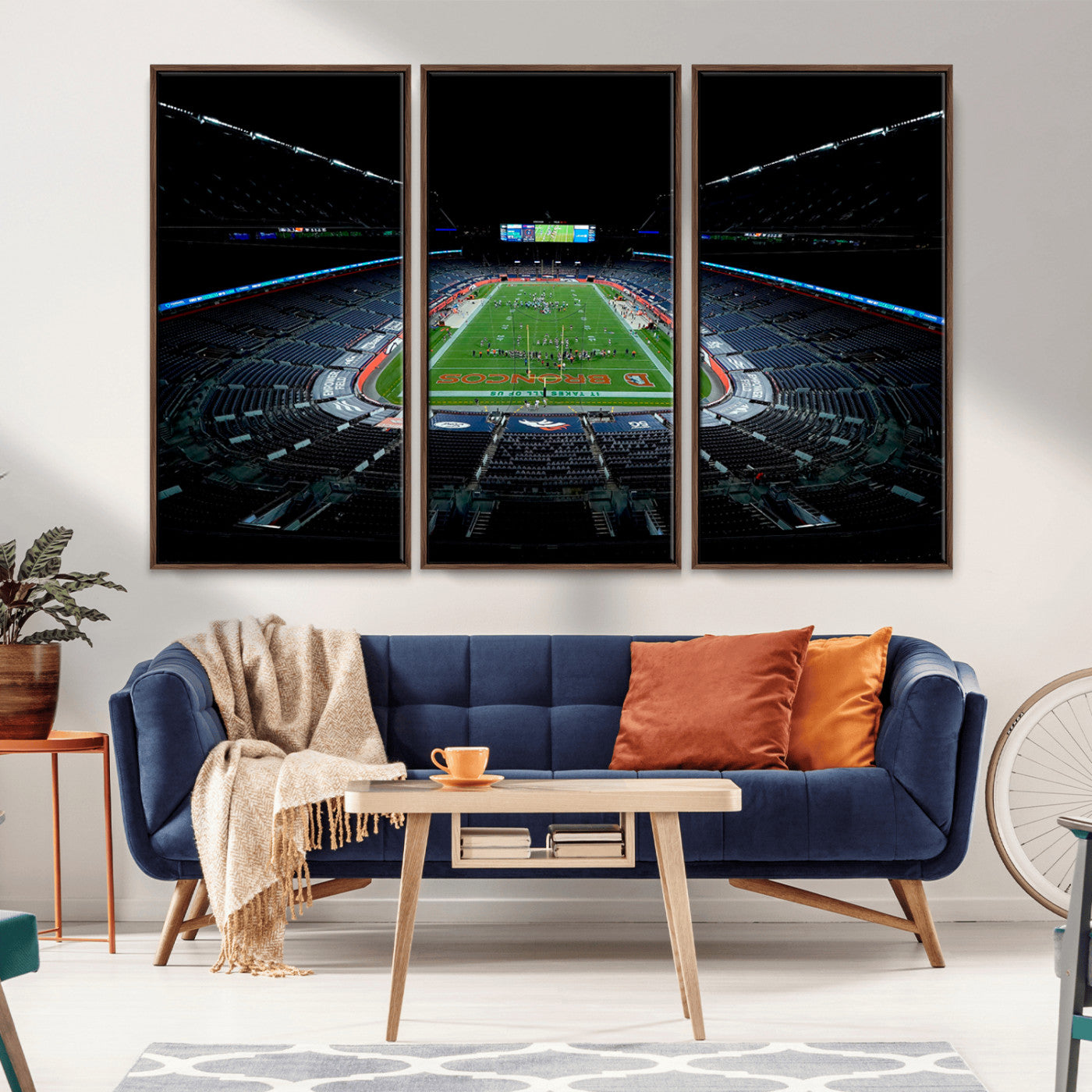 MGV-FC-48X32-3P - Denver Broncos Football Team Print Canvas- Denver Empower Field at Mile High Stadium Wall Art Canvas