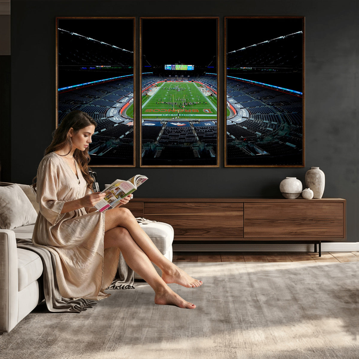 14797-MGV-CV-36X24 - Denver Broncos Football Team Print Canvas- Denver Empower Field at Mile High Stadium Wall Art Canvas