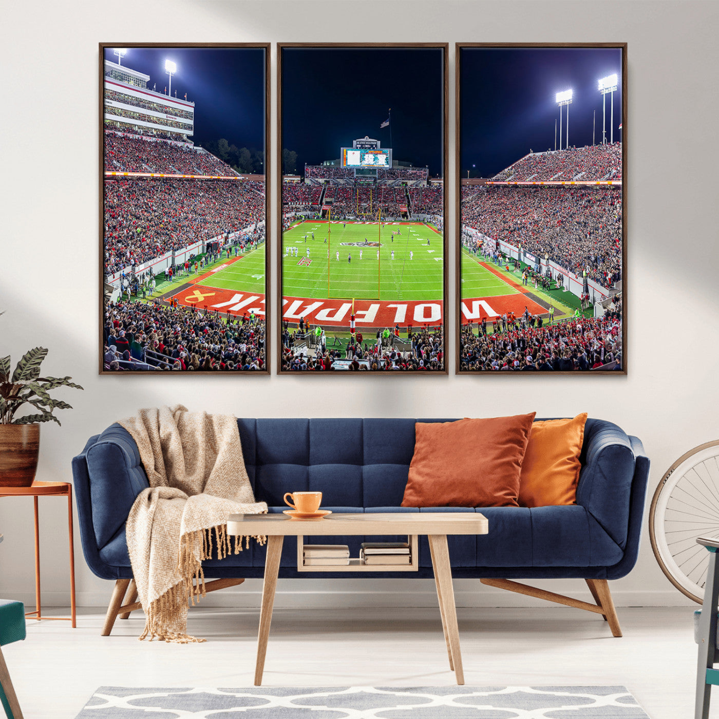 MGV-FC-48X32-3P - Wolfpack Football Team Print - Raleigh Carter-Finley Stadium Wall Art Canvas Print