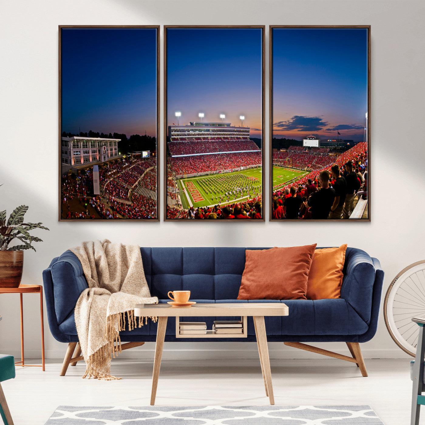 MGV-FC-48X32-3P - Wolfpack Football Team Wall Art Print - Raleigh Carter-Finley Stadium Wall Art Canvas Print
