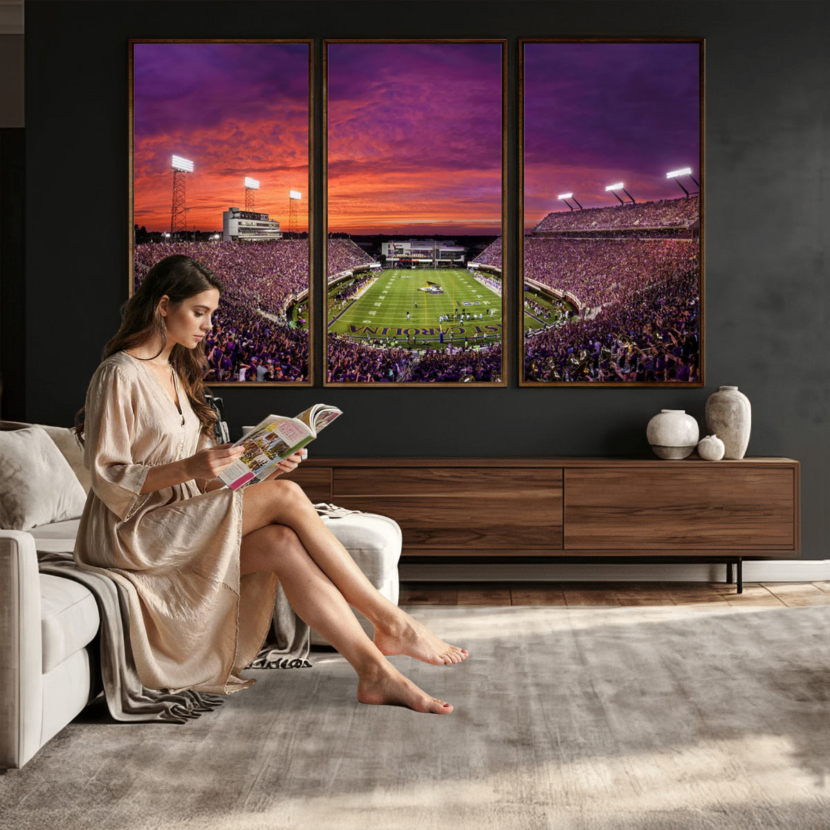 88575-MGV-CV-36X24 - East Carolina University Pirates Football Print Canvas- Greenville Dowdy-Ficklen Stadium Wall Art