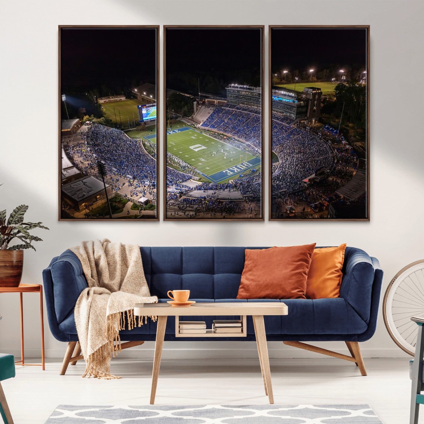 MGV-FC-48X32-3P - Duke University Blue Devils Football Print Canvas - Durham Wallace Wade Stadium Wall Art Canvas