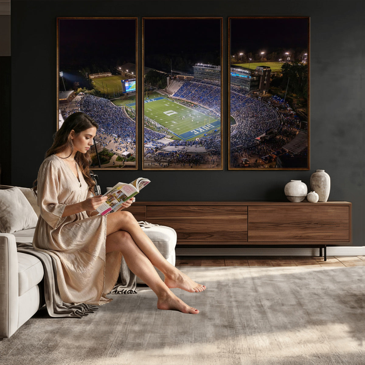 42347-MGV-CV-36X24 - Duke University Blue Devils Football Print Canvas - Durham Wallace Wade Stadium Wall Art Canvas