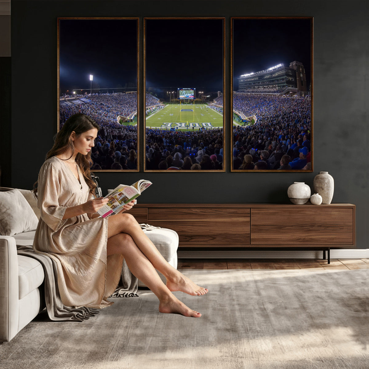 21070-MGV-CV-36X24 - Duke University Blue Devils Football Team Print - Durham Wallace Wade Stadium Wall Art Canvas Print