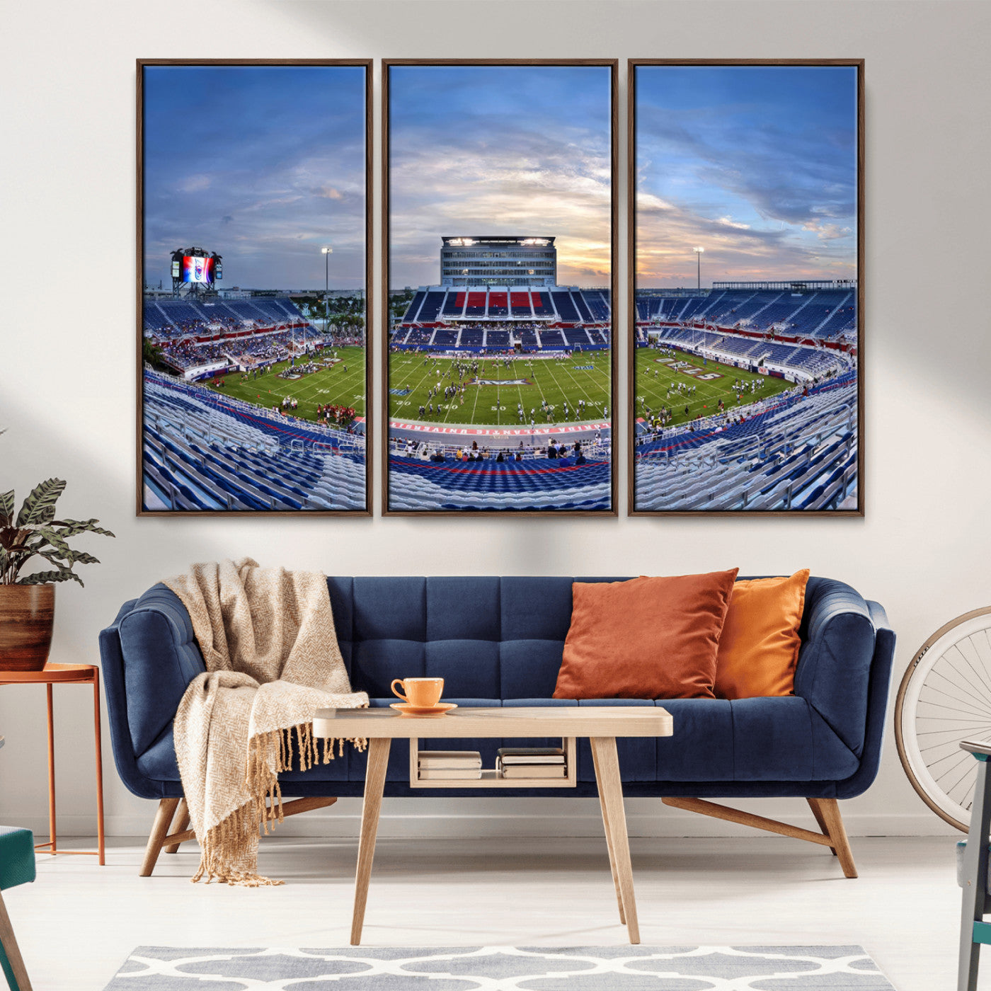 MGV-FC-48X32-3P - Florida Atlantic University Owls Football Team Print - Boca Raton FAU Stadium Wall Art Canvas Print