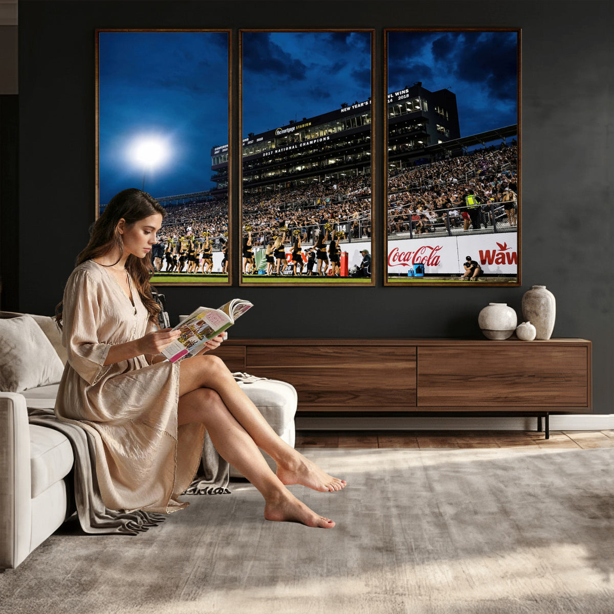 40217-MGV-CV-36X24 - UCF Knights Football Team Print - Orlando FBC Mortgage Stadium Wall Art Canvas Print