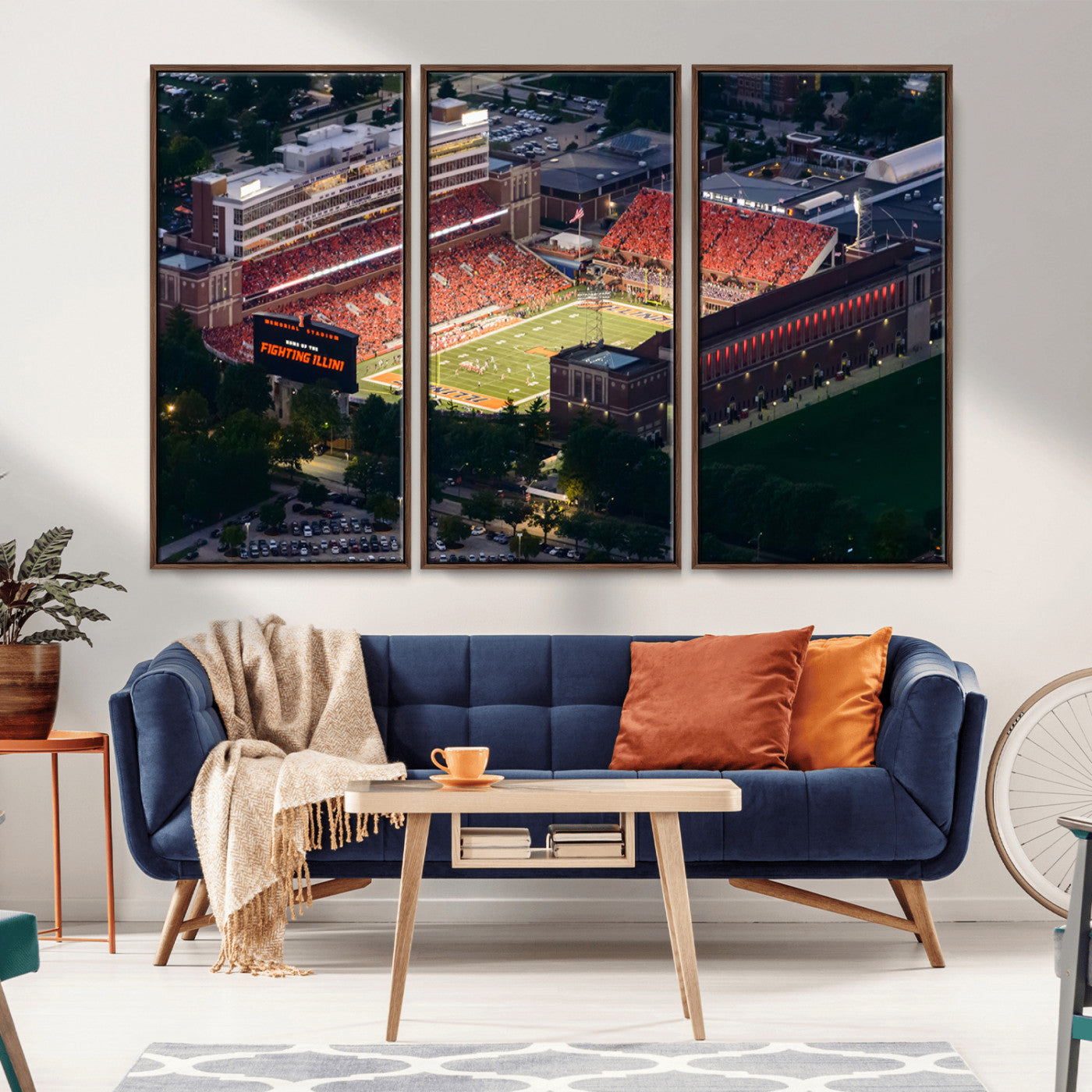MGV-FC-48X32-3P - University of Illinois Fighting Illini Football Team Print - Champaign Illinois Memorial Stadium