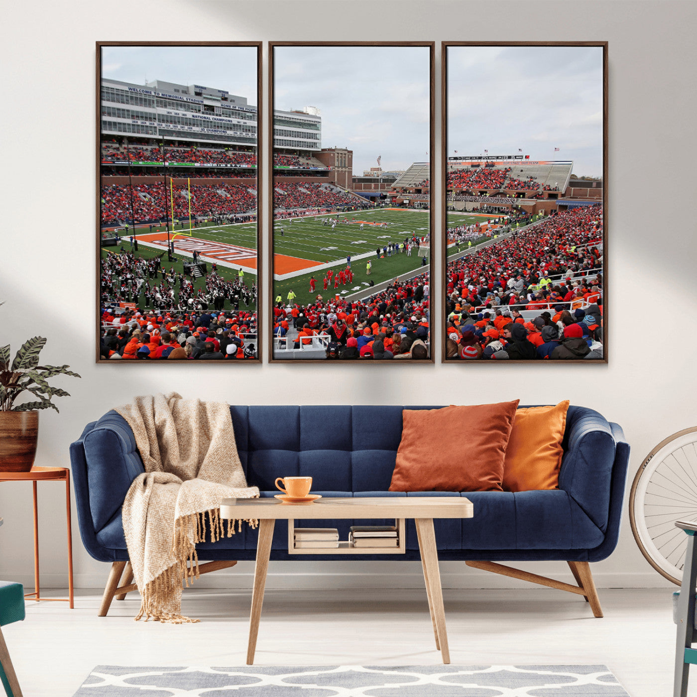 MGV-FC-48X32-3P - University of Illinois Fighting Illini Football Team Print - Champaign Illinois Memorial Stadium