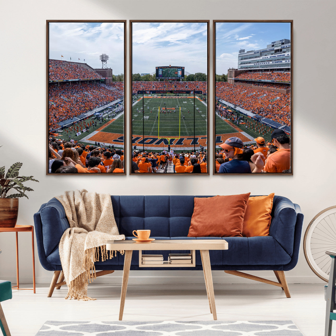 MGV-FC-48X32-3P - University of Illinois Fighting Illini Football Team Print Canvas - Champaign Illinois Memorial