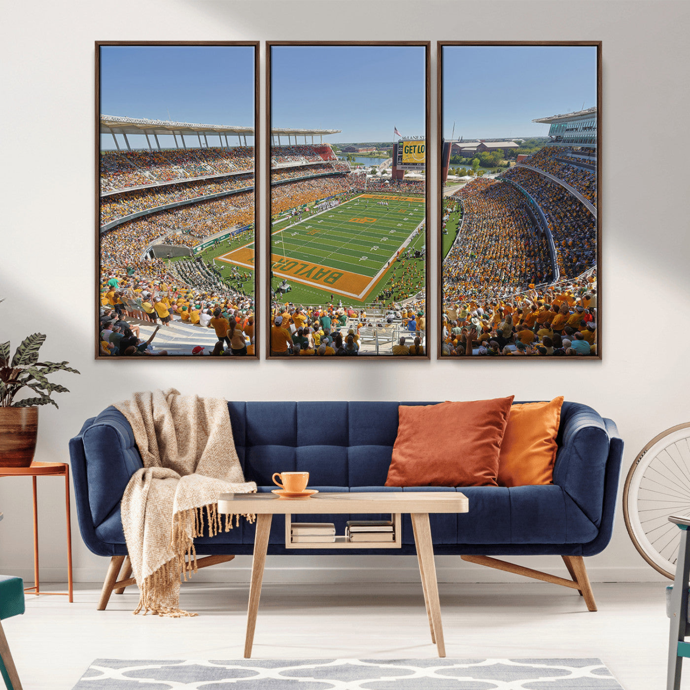 MGV-FC-48X32-3P - Baylor University Bears Football Team Print - Waco McLane Stadium Wall Art Canvas Print