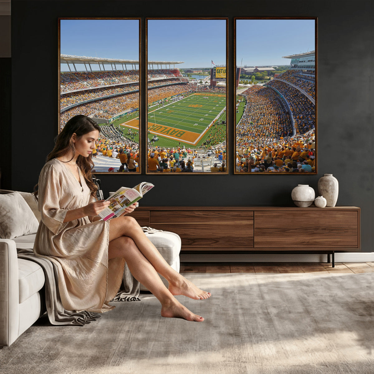 49912-MGV-CV-36X24 - Baylor University Bears Football Team Print - Waco McLane Stadium Wall Art Canvas Print