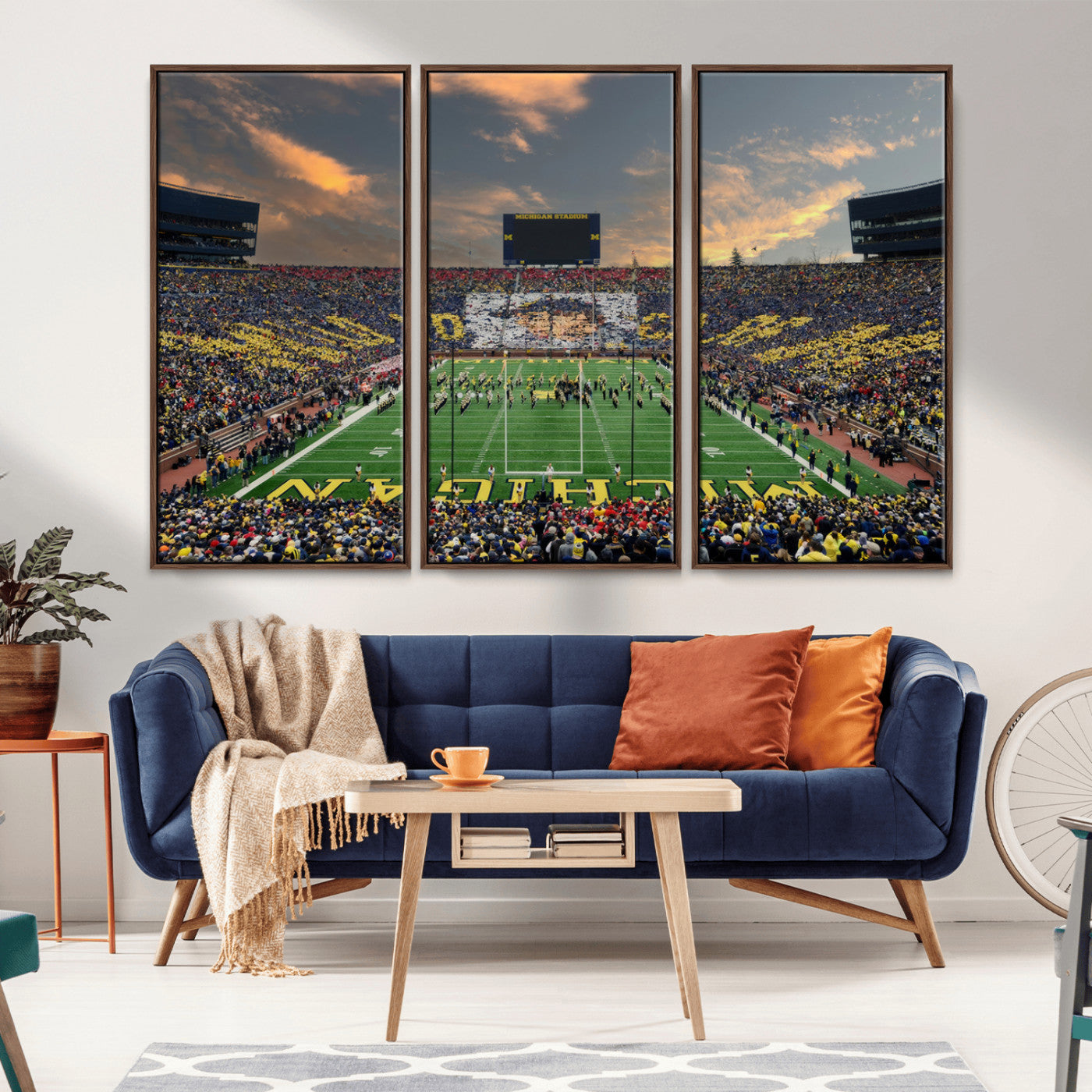 MGV-FC-48X32-3P - University of Michigan Wolverines Print Canvas, Football Team Print - Ann Arbor Michigan Stadium
