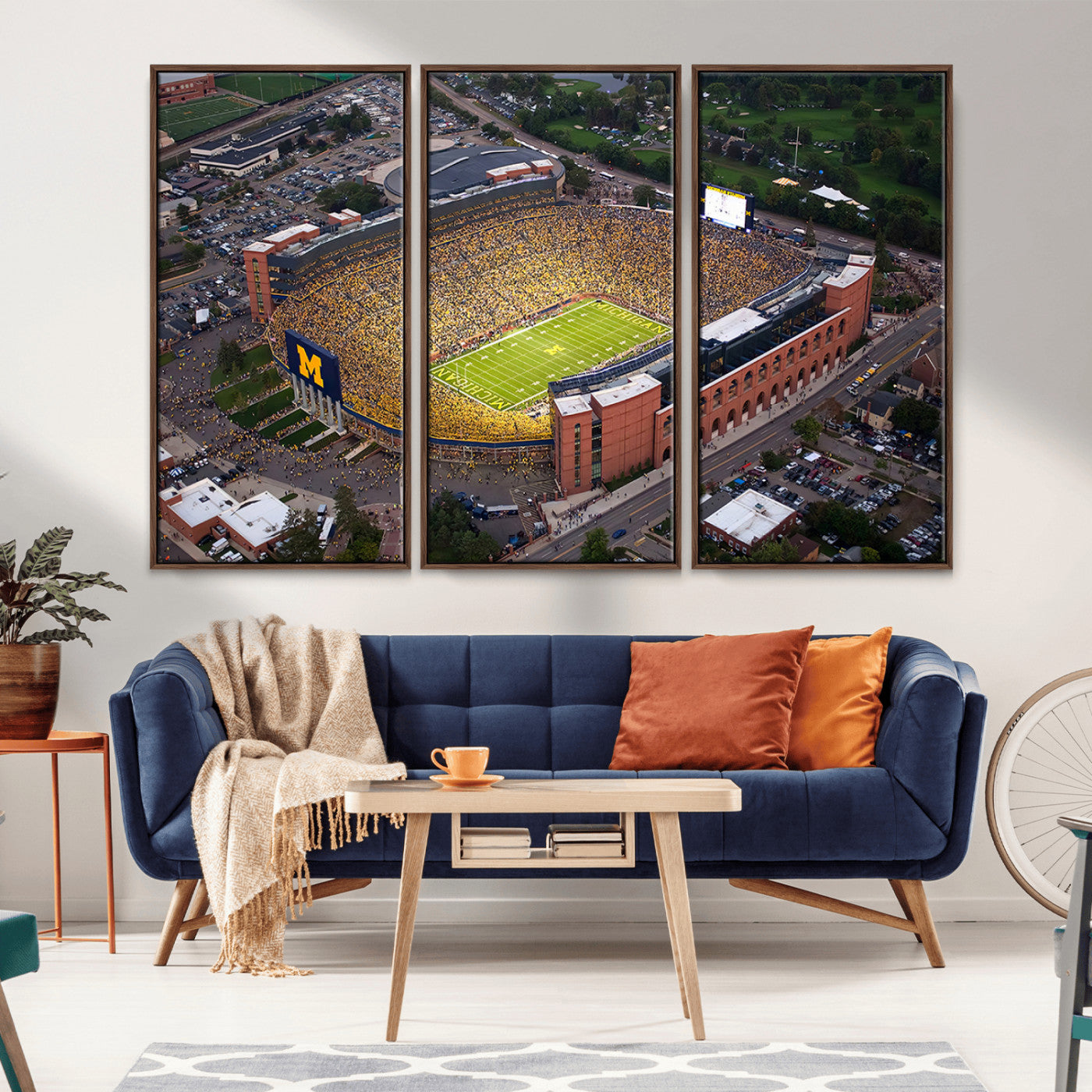 MGV-FC-48X32-3P - University of Michigan Wolverines Football Team Print - Ann Arbor Michigan Stadium Wall Art Canvas