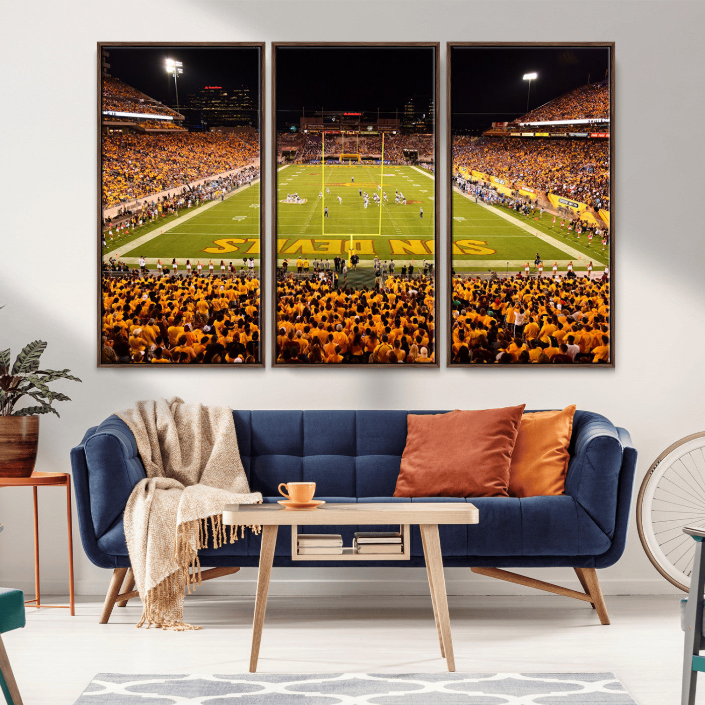 MGV-FC-48X32-3P - ASU Sun Devils Football Team Print - Phoenix Mountain America Stadium Wall Art Canvas Print