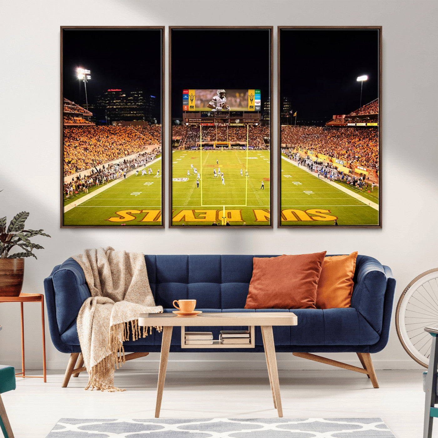 MGV-FC-48X32-3P - ASU Sun Devils Football Team Print - Phoenix Mountain America Stadium Canvas Print