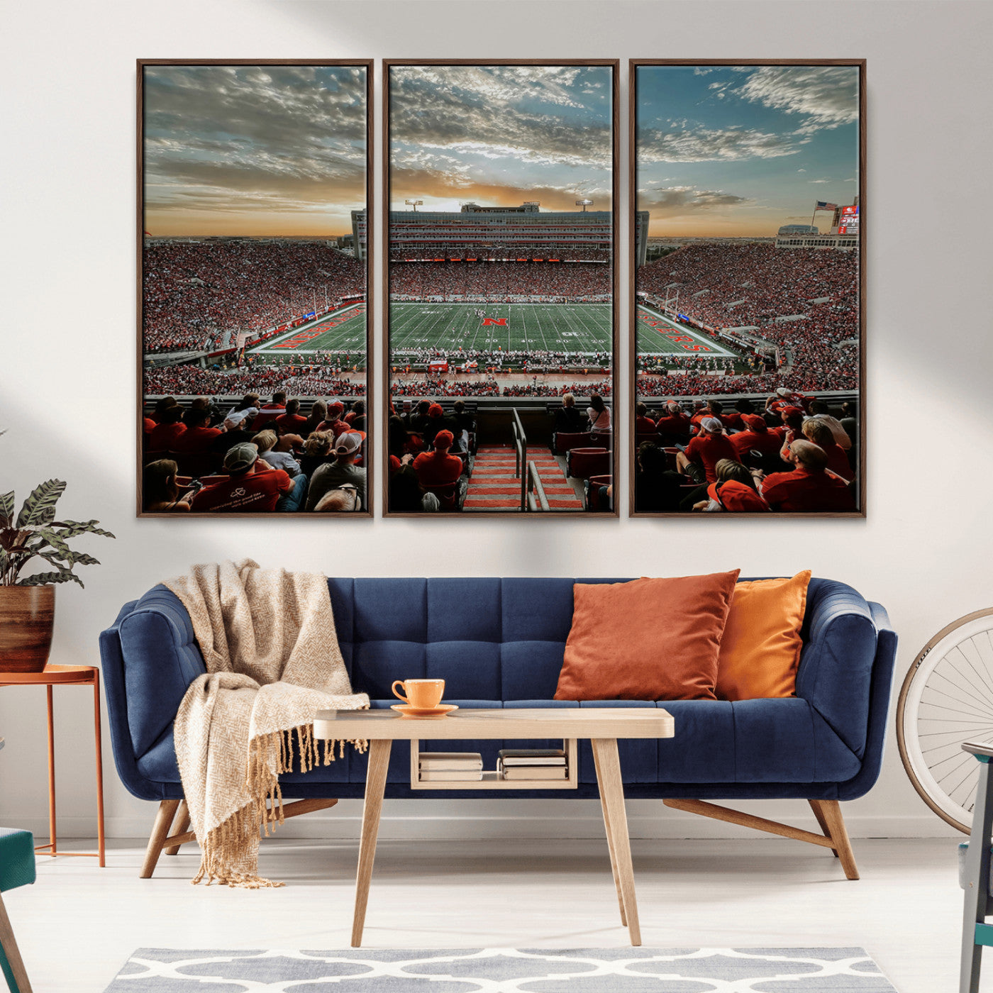MGV-FC-48X32-3P - University of Nebraska Cornhuskers Football Team Print - Lincoln Memorial Stadium Art Canvas Print