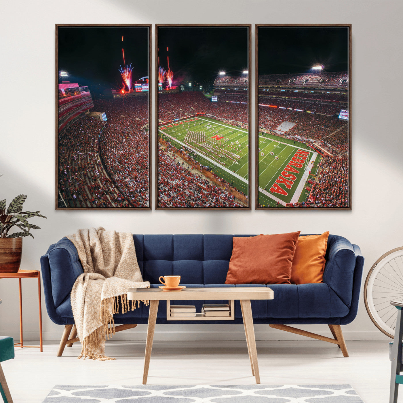 MGV-FC-48X32-3P - University of Nebraska Cornhuskers Football Team Print - Lincoln Memorial Stadium Wall Art Canvas