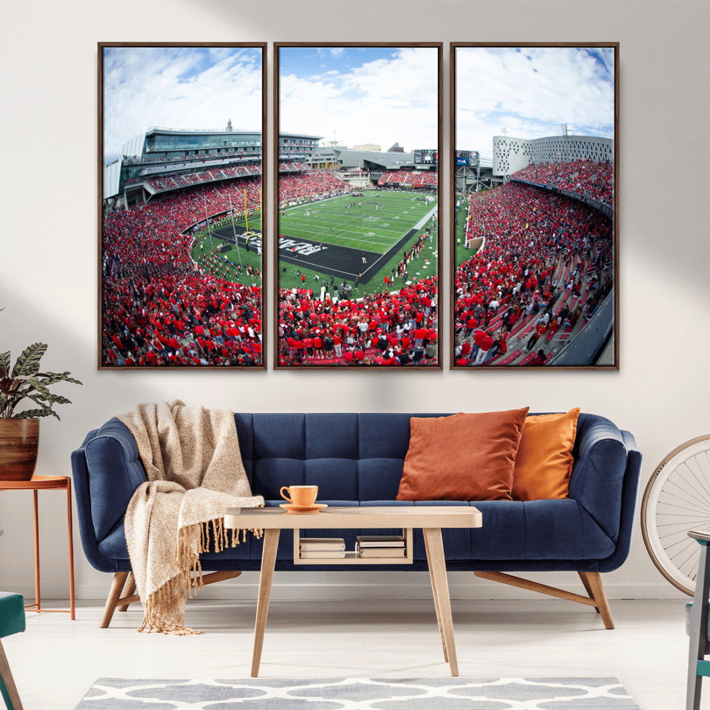 MGV-FC-48X32-3P - Cincinnati Bearcats Football Team Print - Nippert Stadium Wall Art Canvas Print
