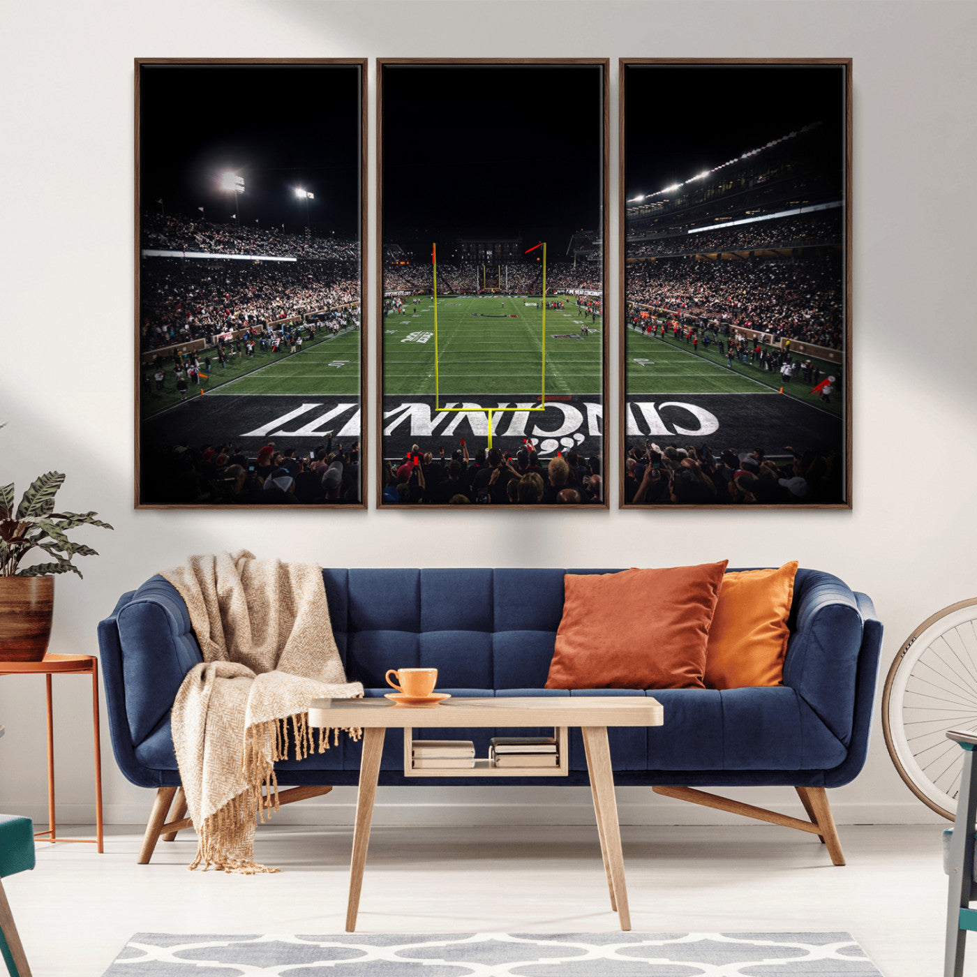 MGV-FC-48X32-3P - Cincinnati Bearcats Football Team Print - Nippert Stadium Wall Art Canvas Print