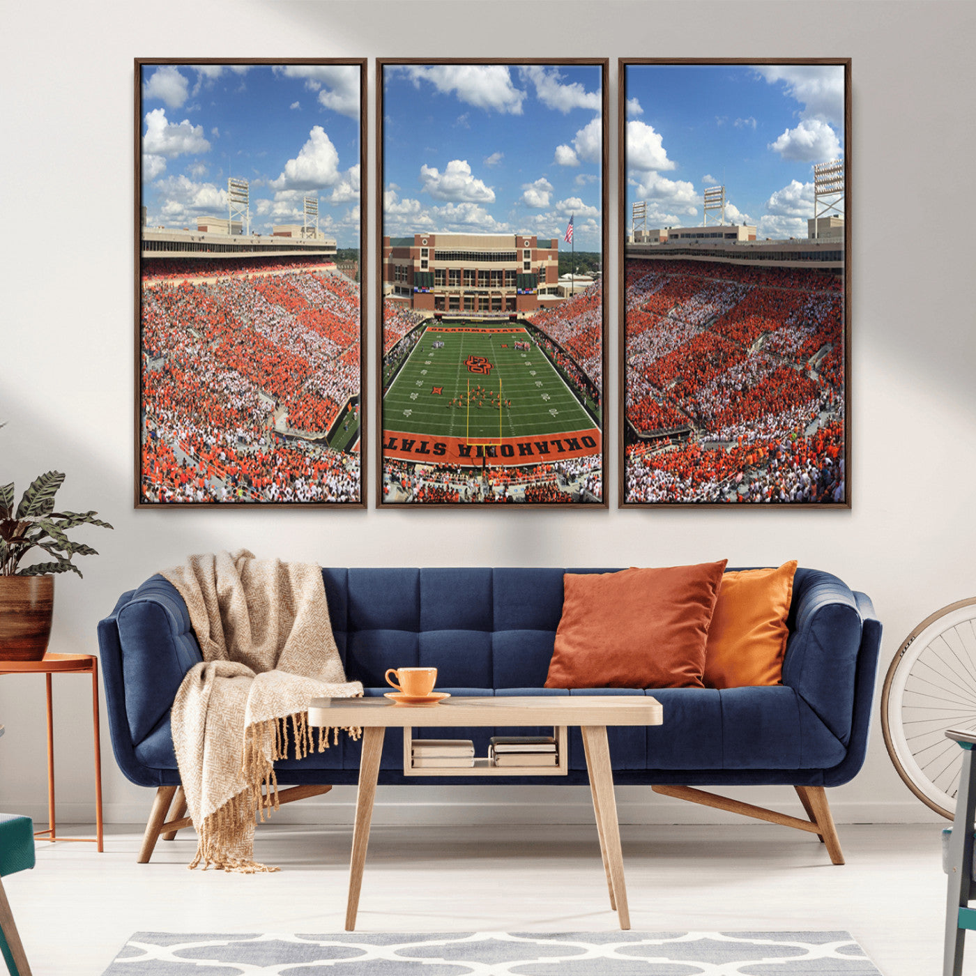 MGV-FC-48X32-3P - Oklahoma State Cowboys Football Team Print - Stillwater Boone Pickens Stadium Wall Art Canvas Print
