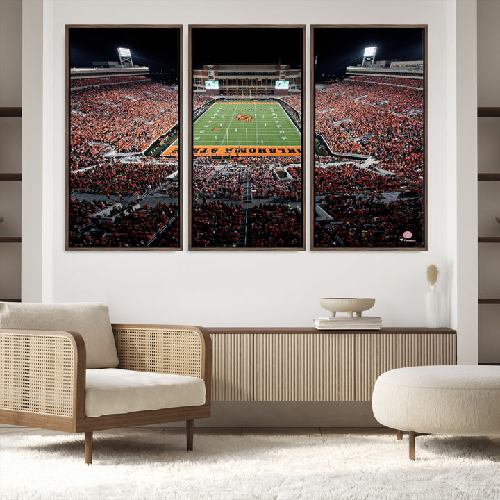 Oklahoma State Cowboys Canvas Print, Football Team Print - Stillwater Boone Pickens Stadium Wall Art Canvas Print