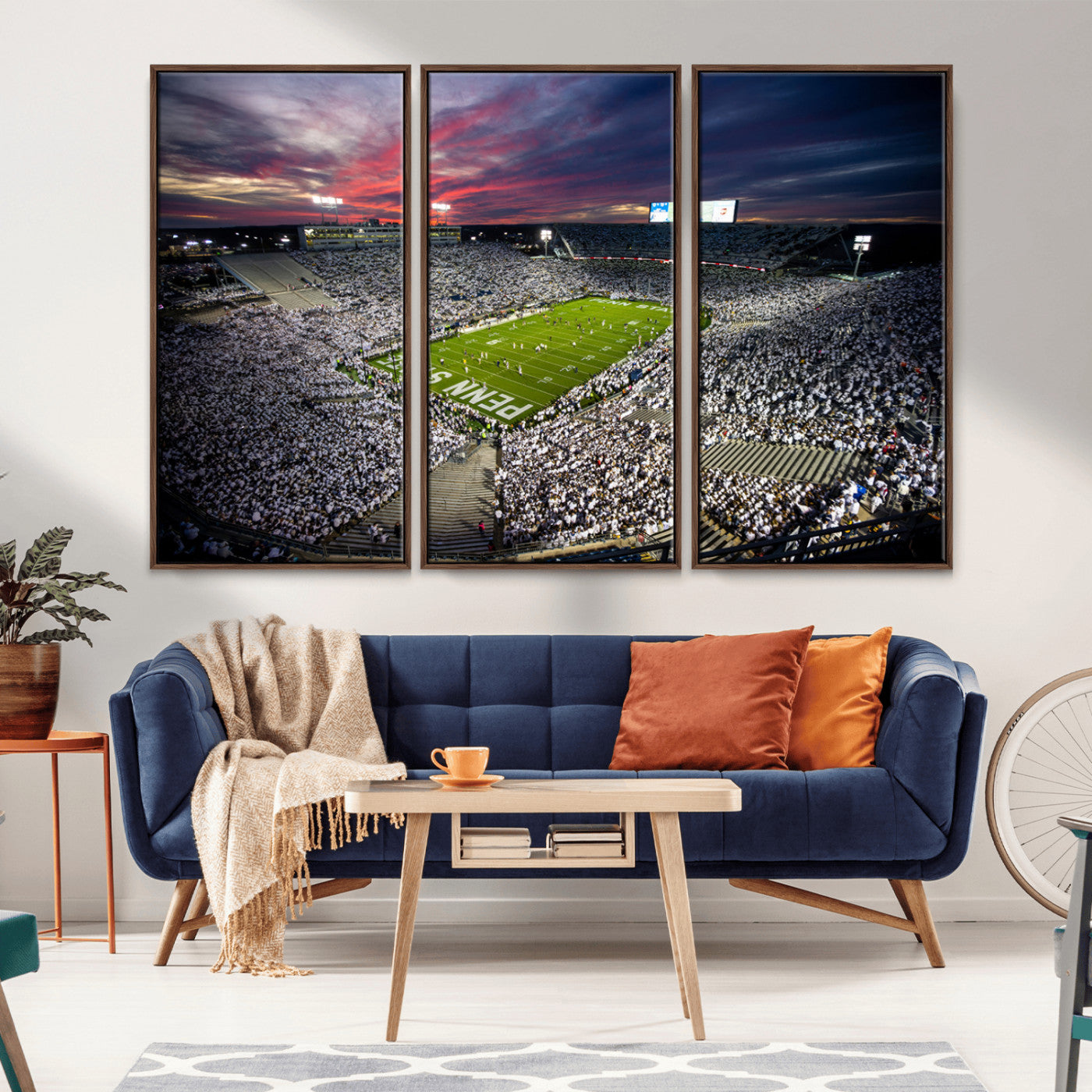 MGV-FC-48X32-3P - Penn State Nittany Lions Football Team Print - University Park Beaver Stadium Art Canvas Print