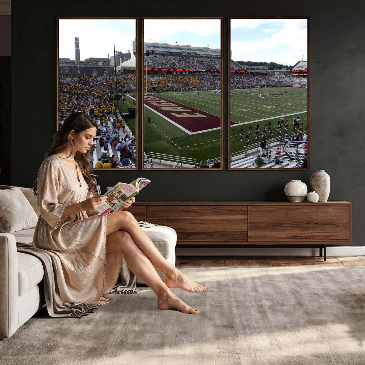 61503-MGV-CV-36X24 - Boston College Eagles Football Team Print - Boston Alumni Stadium Wall Art Canvas Print