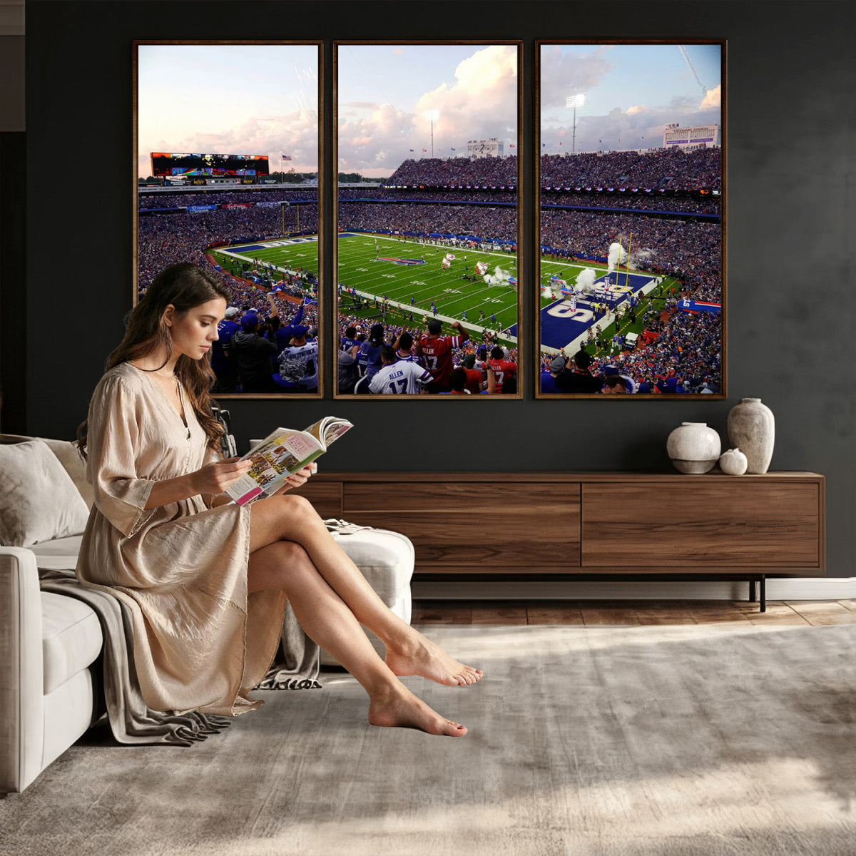 64066-MGV-CV-36X24 - Buffalo Bills Football Team Print - Buffalo Highmark Stadium Wall Art Canvas Print